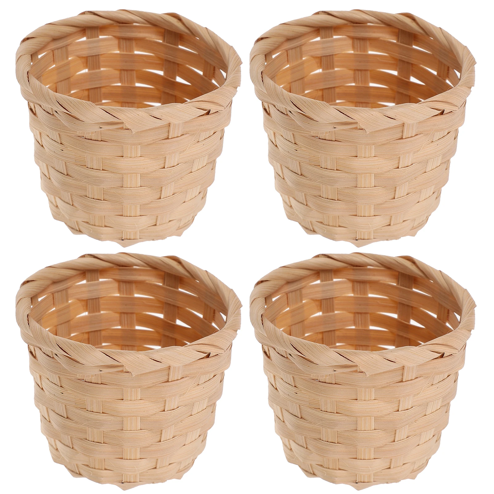 

10pcs Bamboo Storage Basket Large Size Mini Desktop Woven for Fruit Plant Home Decor Bedroom Office Eco Friendly