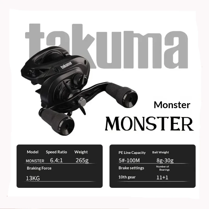 Takuma Monster Full Metal Baitcasting Reel 13KG Max Drag 6.4:1 Gear Ratio Offshore Fishing