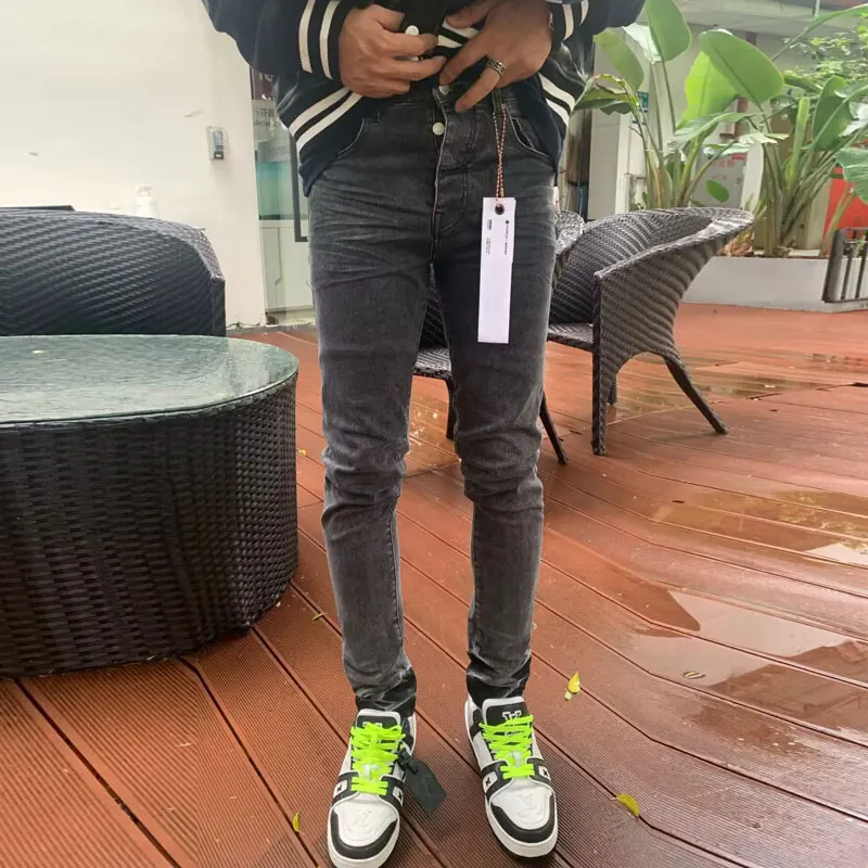High Street Fashion New Jeans Elastic Slim Fit Retro Wash Black Jeans Hip Hop Brand Versatile Pants