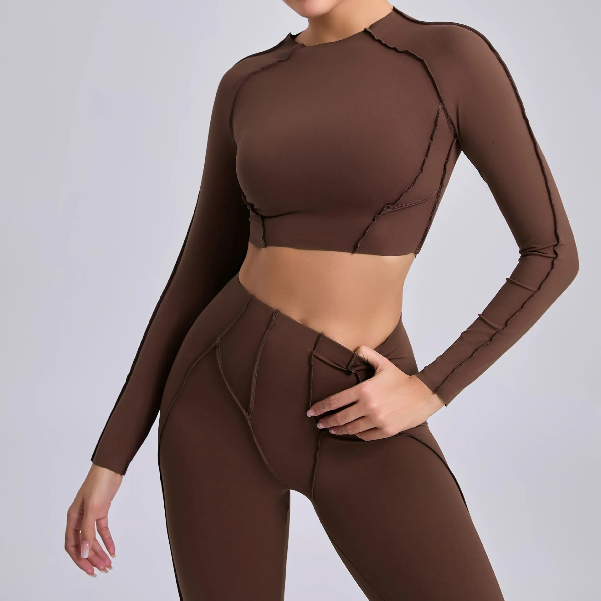 Gym Wear for Women Workout Crop Top Long Sleeve Yoga Shirts Sports Shirts Jogging Tights Fitness Activewear