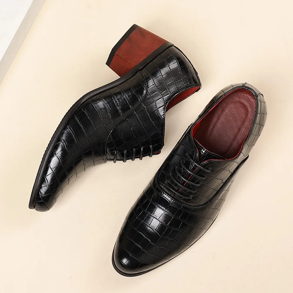 5 CM Heels British Style High Heel Shoes for Man Oxfords Man Dress Shoes Formal Wedding Suit Shoes Italian Scarpe Uomo Eleganti