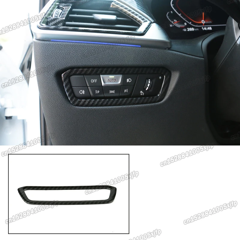 Переключатель для автомобильных фар из углеродного волокна, хромированная рамка для bmw 3 4 серии 2019 2020 2021 2022 g20 g22 g23 g26 g29 z4 sport