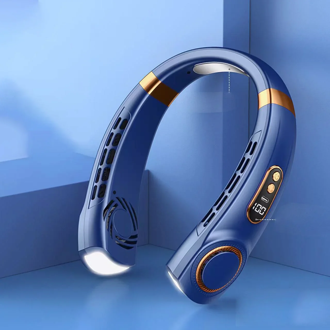JKUOO Portable Neck Fan,Hands Free Bladeless Fan with LED 4 Cooling Plate,Personal Fan 4000mAh Battery USB Rechargeable image 3