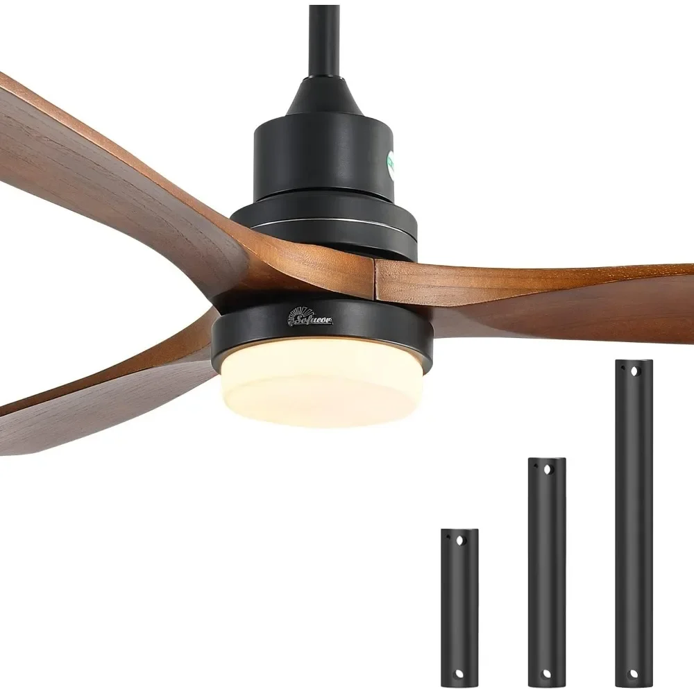 

52" Ceiling Fan with Lights Remote Control, 3 Poles for Indoor Outdoor Ceilings Fan with Remote,Ceiling Fans