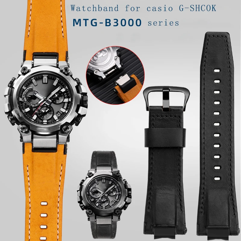 Bracelet for Casio MTG-B3000B MTG-B3000BD series trendy modified cowhide canvas quick release watch strap accessories wristband