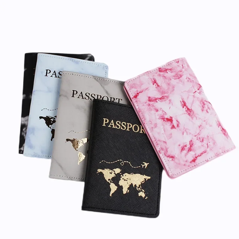 Women Men Travel Passport Cover Leather Bronzing Marble Style ID Credit Card Passport Holder Packet Wallet Purse Bags Pouch