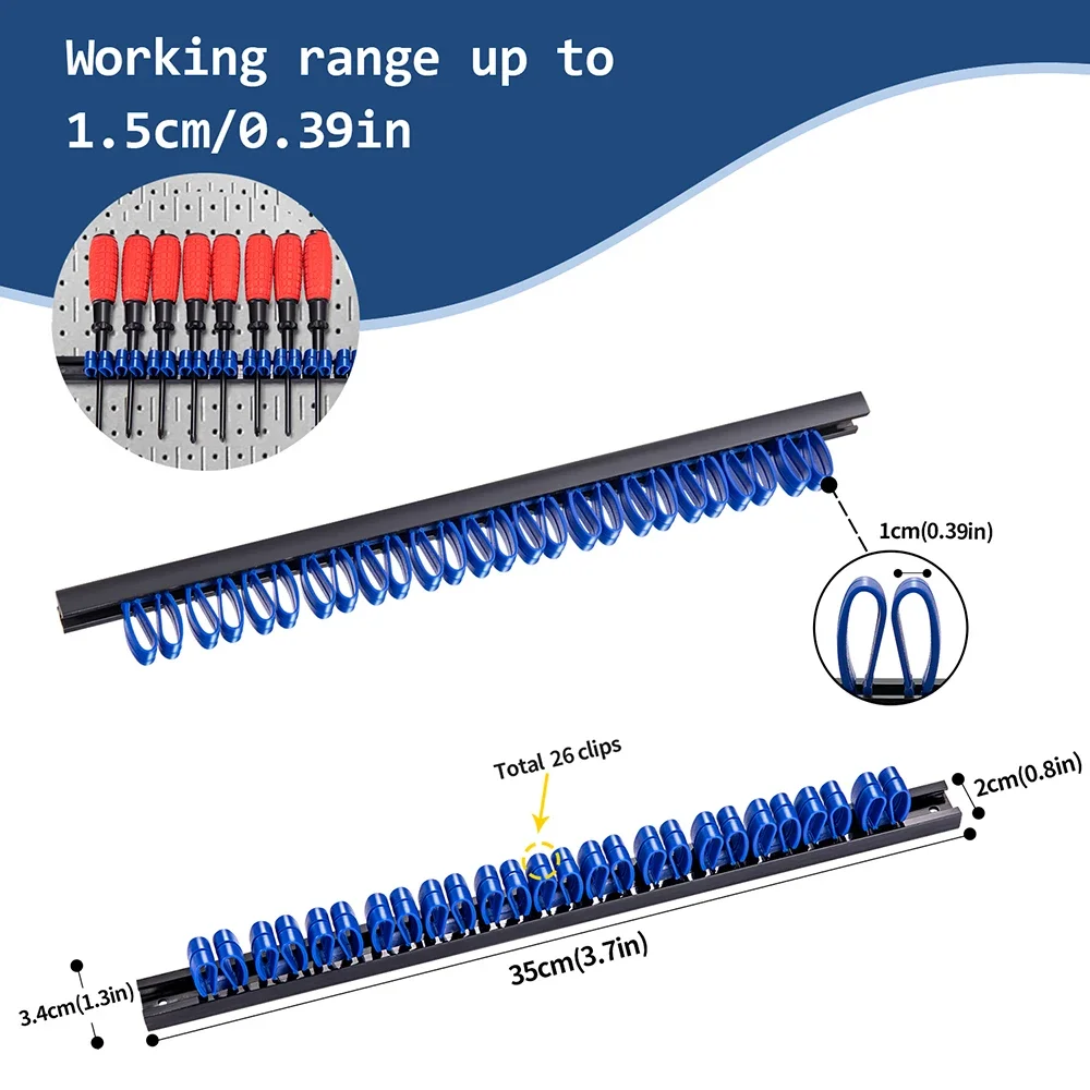 Organizador de destornilladores de 6 piezas, organizador de llaves, soporte de herramientas de mano, colgador de llaves de riel de plástico con Clips