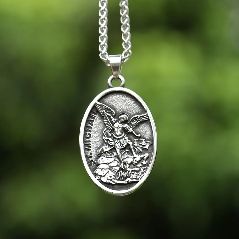 NEW Men's 316L stainless-steel Christ Jesus Pendant Necklace fashion Archangel Gabriel jewelry Gift free shipping