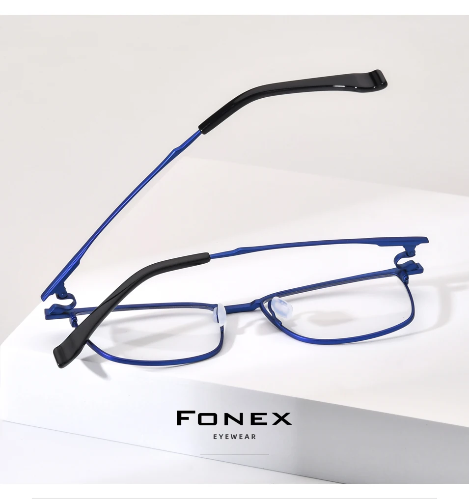 FONEX Titan-Brillengestell für Herren, Markendesign, quadratisch, ultraleicht, japanische, ultraleichte, hochwertige Brillen 85741 – Detail 3