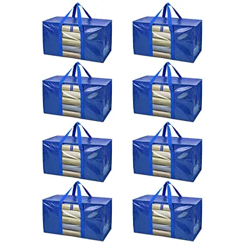 

Набор из 8 больших сумок для переезда BALEINE с усиленными ручками, прочные сумки-тоуты для хранения, упаковки и кемпинга (B)