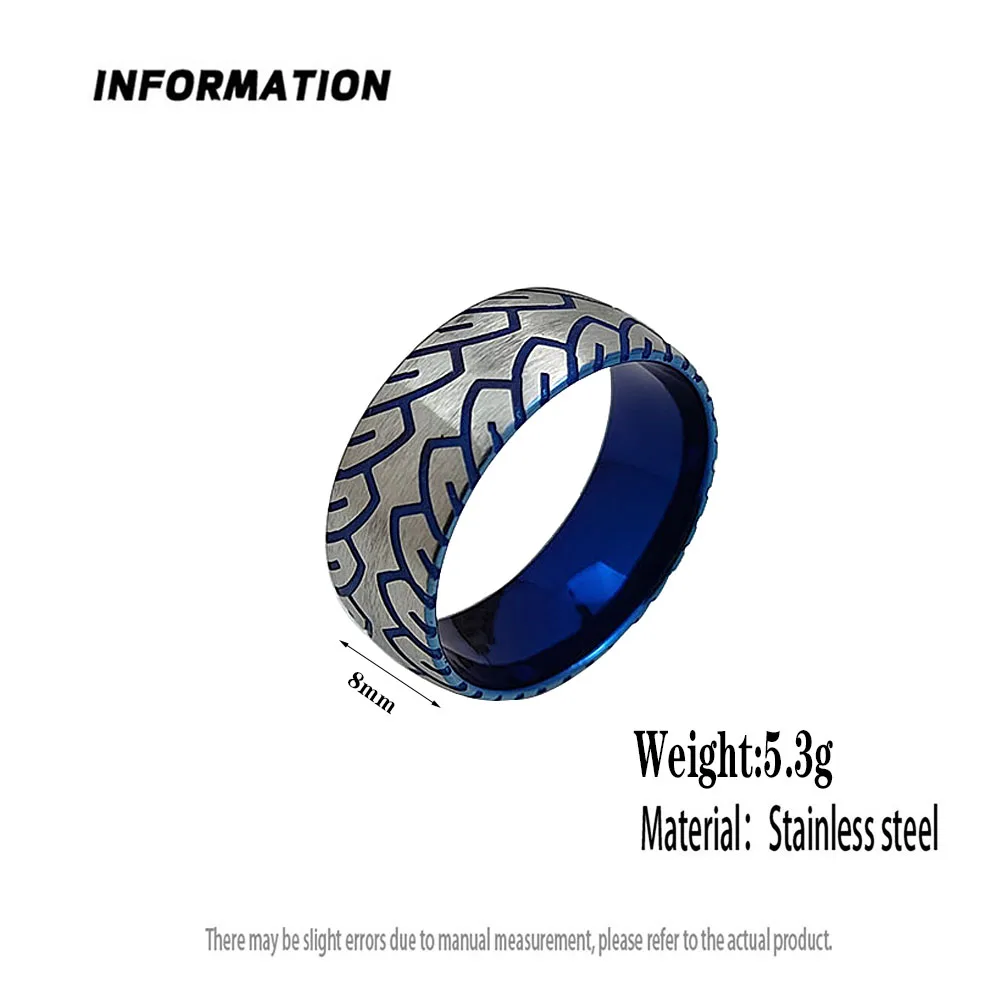 Stylish and charming stainless steel gold-plated men\'s ring, simple tire pattern women\'s ring, wedding party jewelry
