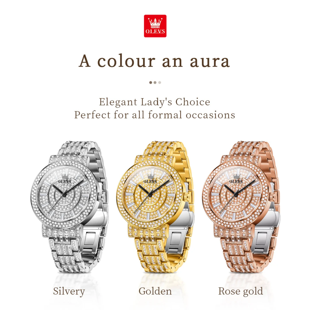 OLEVS 9904 Quartz Fashion Watch Gift Round-dial Stainless Steel Watchband Wristwatch