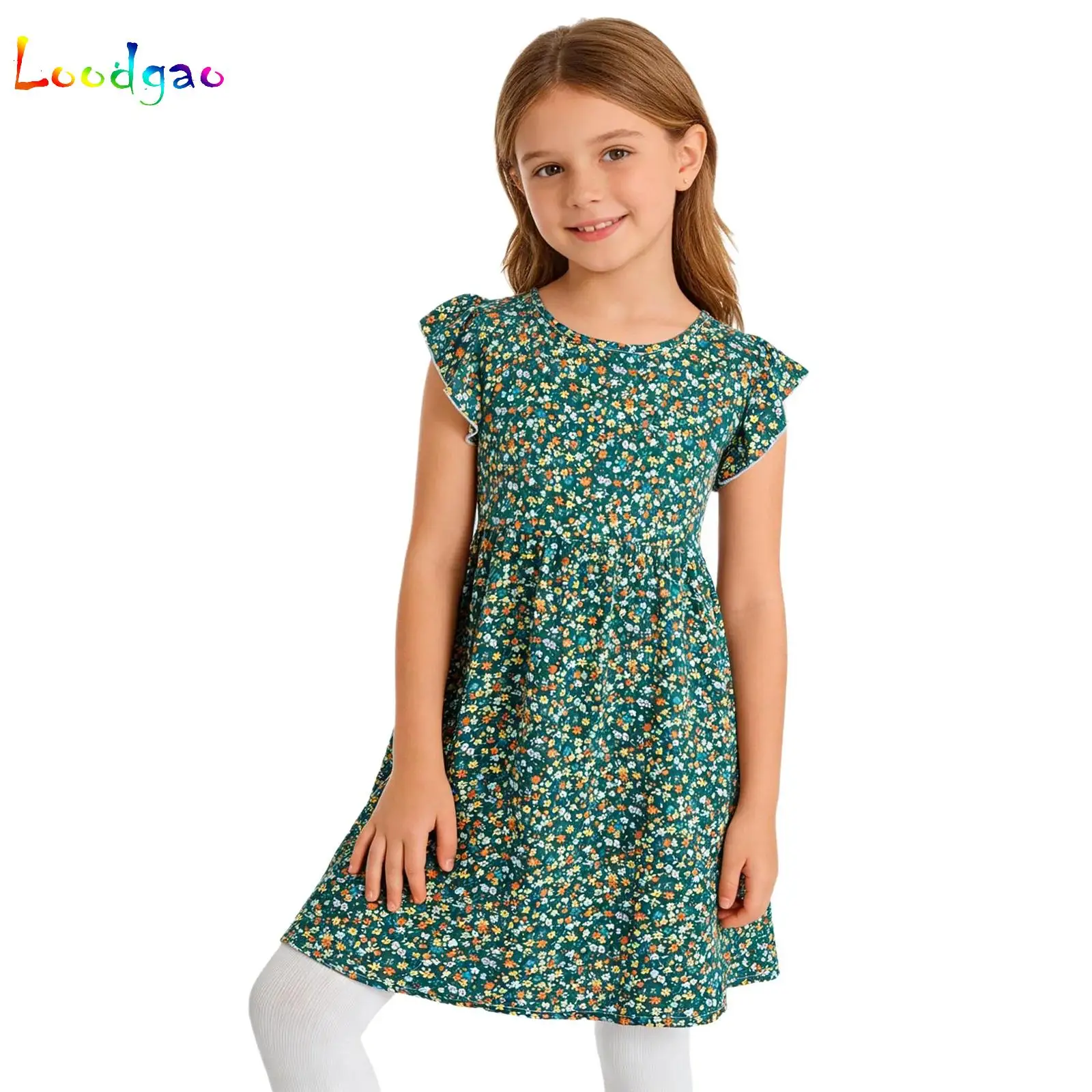 

Summer Floral Print Dresses Kids Girls Elegant Lolita Child Baby Girl Midi Dress Children Dresses Girl Party Princess Sundress