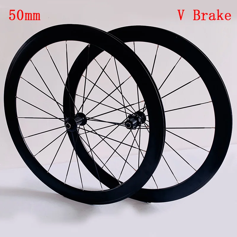 

Road Wheelset 700C Disc Brake Latest Black Unbranded 40/50mm Aluminum Alloy Clincher Six Holes Rim Brake Elite Bicycle Wheel