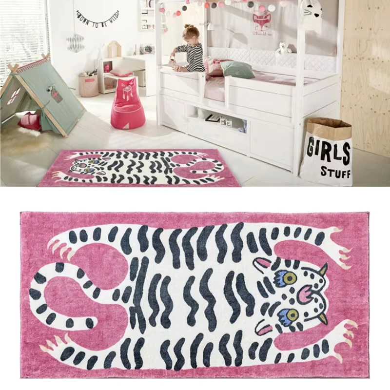 VIKAMA Patterned tiger carpet, door mat, welcome mat, square living room carpet, bedroom and bathroom mat, home decoration