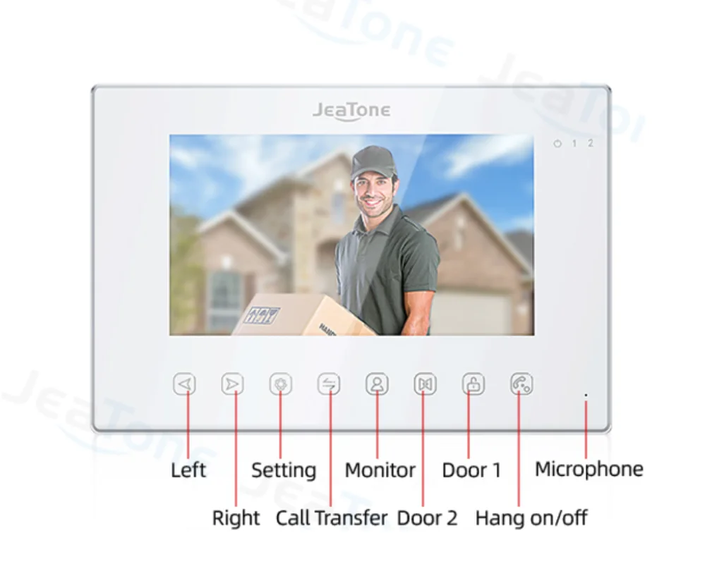 Jeatone Wifi Indoor 7 Inch Smart Home Video DoorPhone Intercom Screen System Photo Video Recording Taking Wall Mounting Monitor