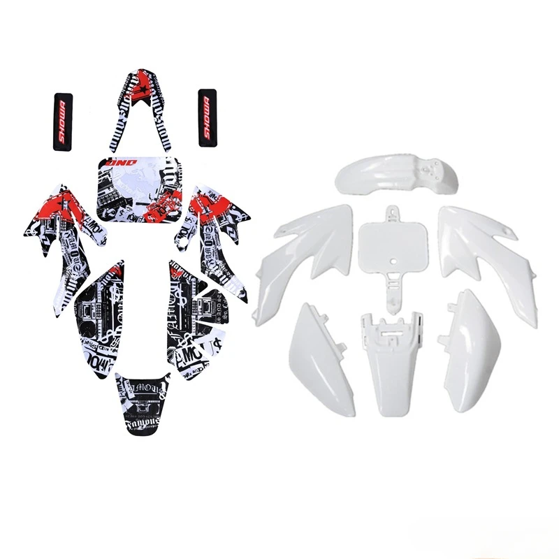 Sticker Graphics & Plastic Fender Kit for Honda CRF50F XR50, SDG, SSR 125, and Similar 50-125cc Dirt Pit Bikes