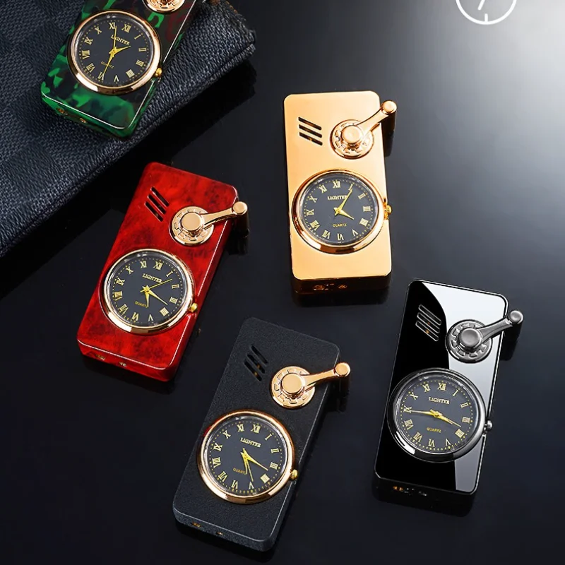 Newest Rocker Cigar Igniter Direct Fire Lighter Windproof Open Flame Smoke  Quartz Dial Cigarette Lighters & Smoking Accessories