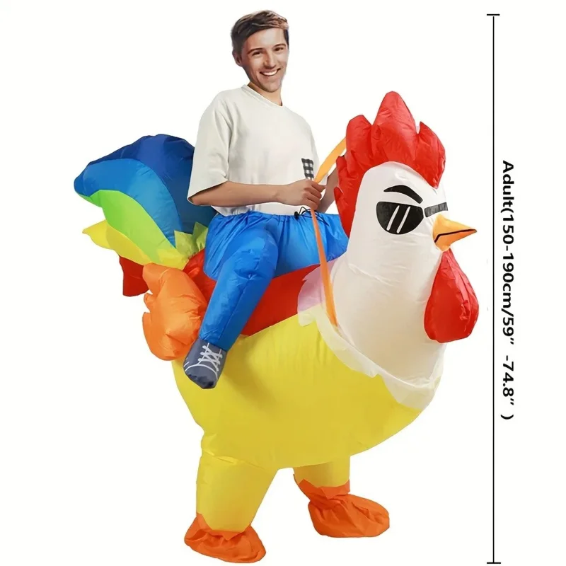 zz04zz12Halloween Colorful Rooster Inflatable Holiday Party Cosplay Props Animal Performance Costume