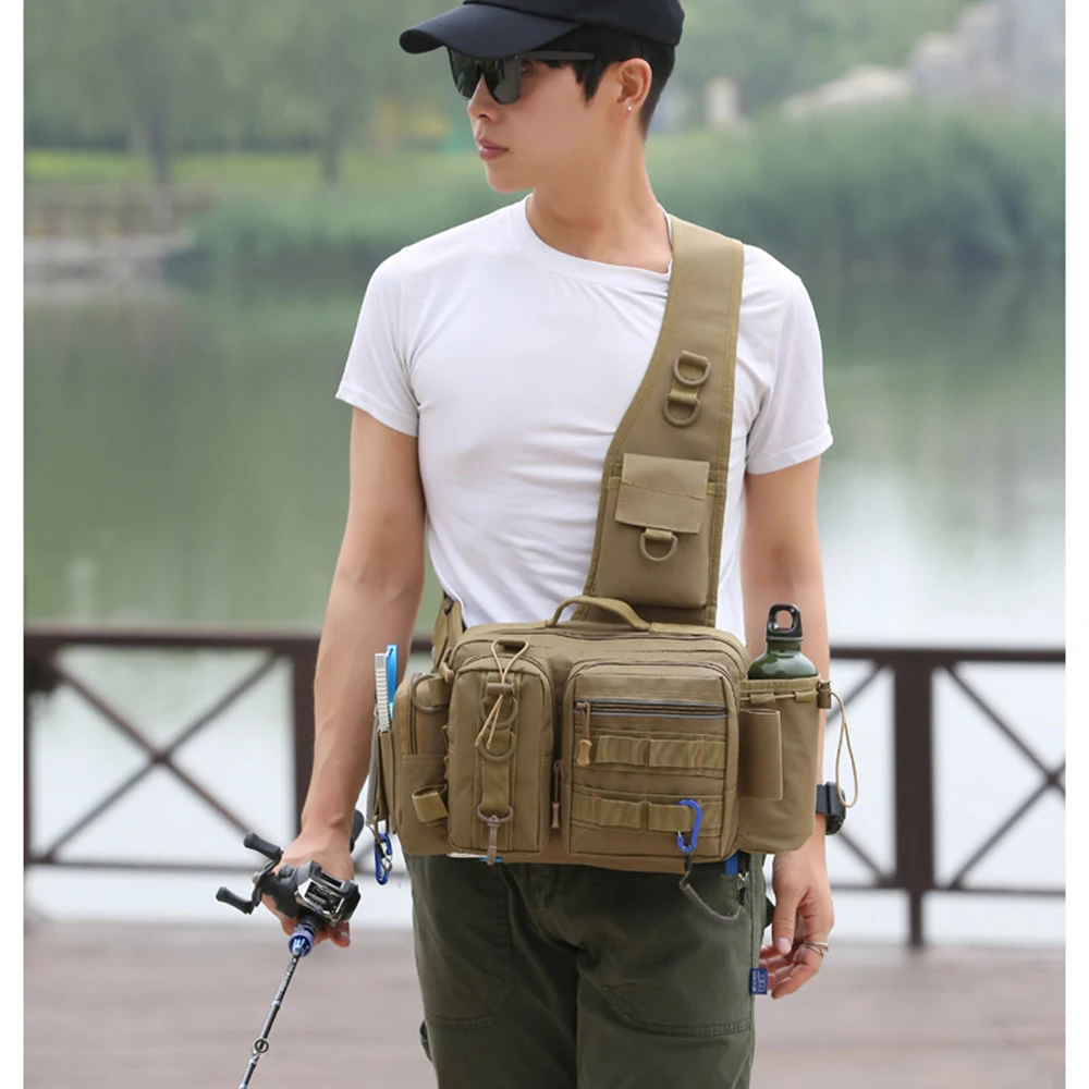 Lawaia Fishing Bag Waterproof Fishing Gear Canvas Multi-Purpose Wear-resistant Fish Net Tackle Bag Outdoor Fishing Bags