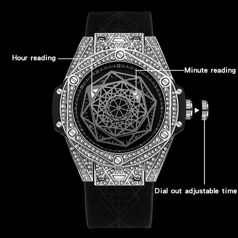 Top Brand Men's Automatic Mechanical Watches Tonneau Skeleton Watch for Men 30m Waterproof New Diamond Wristwatches Reloj Hombre