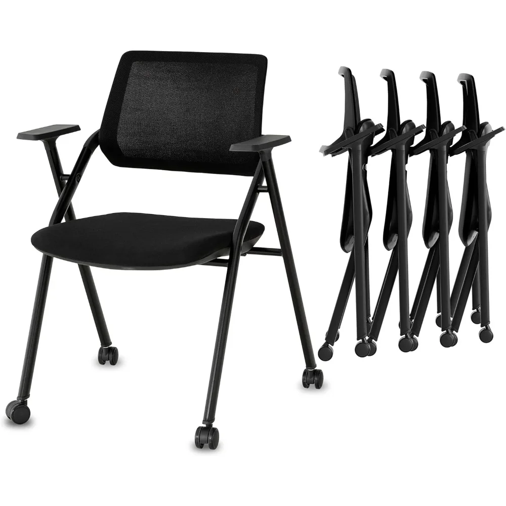 

20-Pack Stackable Conference Room Chairs, Folding Office Chairs with Removable Wheels and Mesh Back