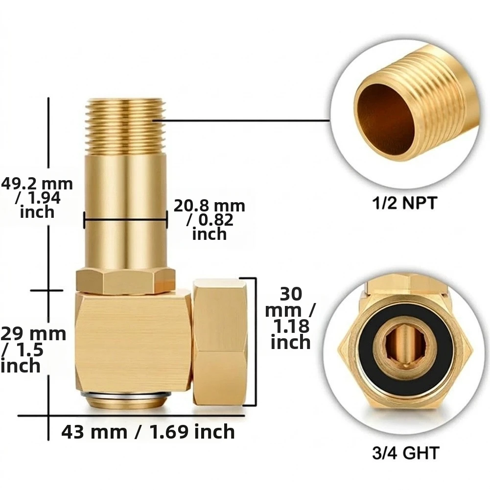 Brass Hose -Reel Connector: Rustproof Swivel Elbow For Easy Irrigation Brass Garden Hose Quick Connectors Compatible