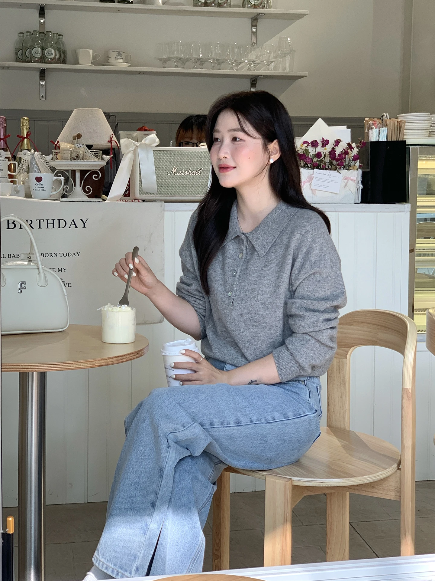 

Casual Grey Neck Sweater Slim Fit Autumn Winter Women's Knitwear Soft Warm Long Sleeve Princesse Sleeve Fashionable Comm...