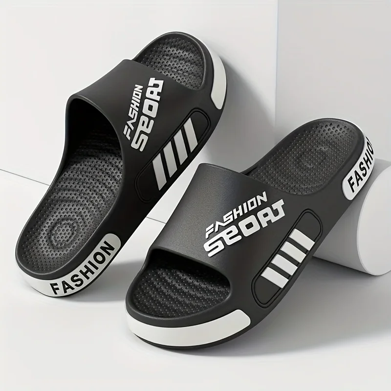 

Men's summer fashionable massage anti slip texture design slippers, home and outdoor shower bathroom slippers