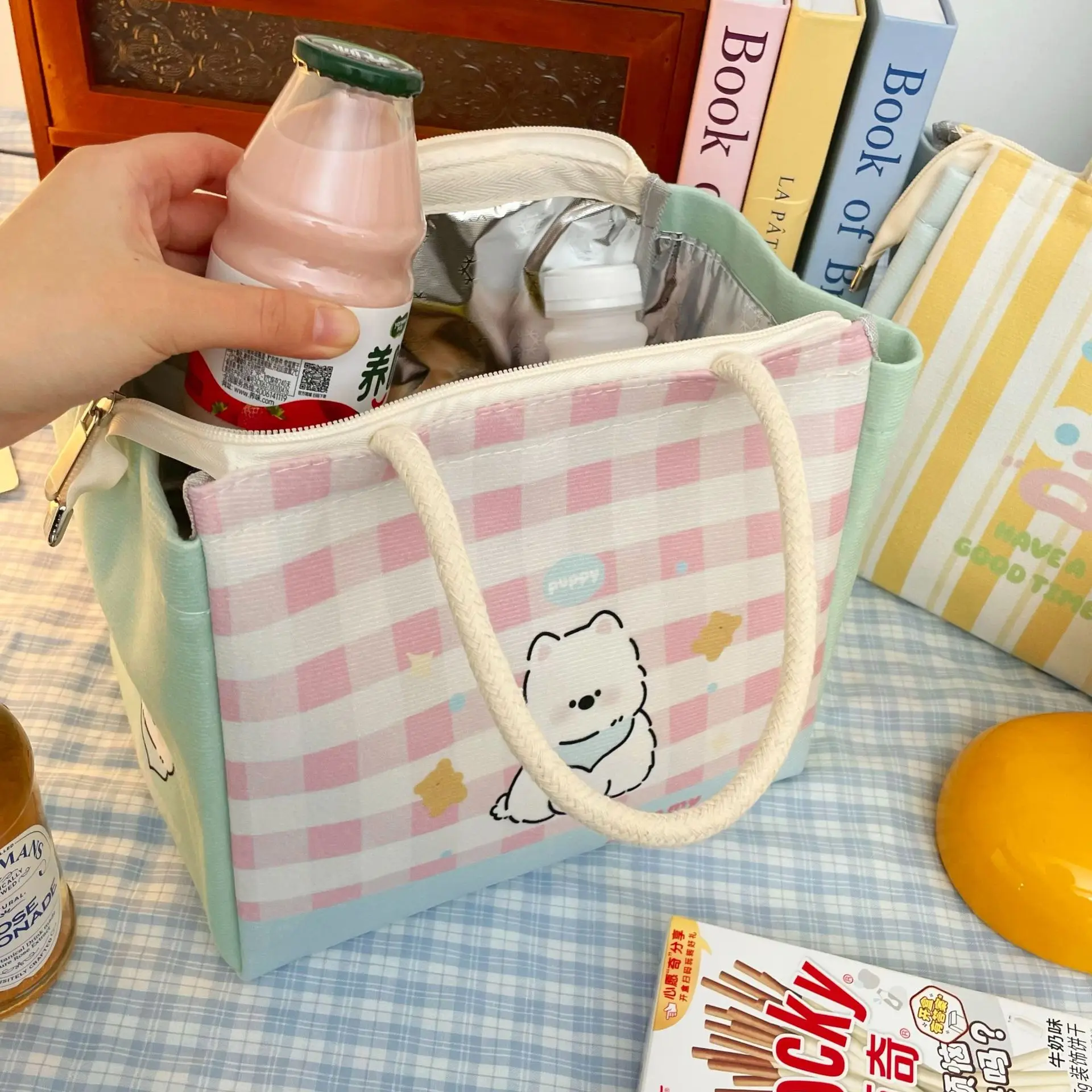 Cute Thermal Lunch Bag Cartoon Portable Lunch Box Insulated Food Storage Bag For  Kids