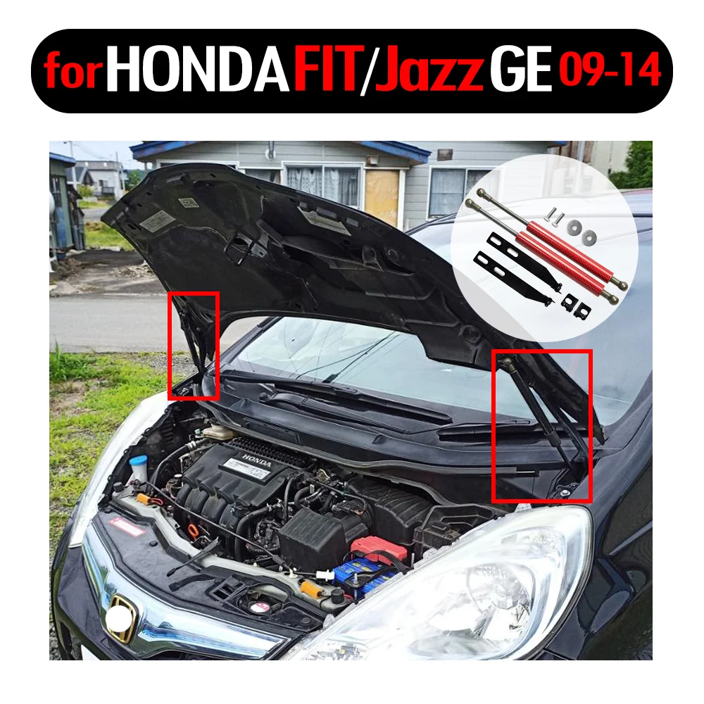 Klapa maski rozpórki dla Honda Fit GE 2nd 2007-2014 Jazz wsporniki podnośników przednia okładka zmodyfikuj amortyzator sprężyny gazowej No-Drill