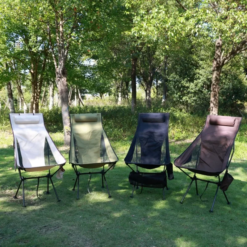 

Outdoor aluminum alloy portable moon chair, camping folding chair and backrest chair, suitable for fishing and leisure