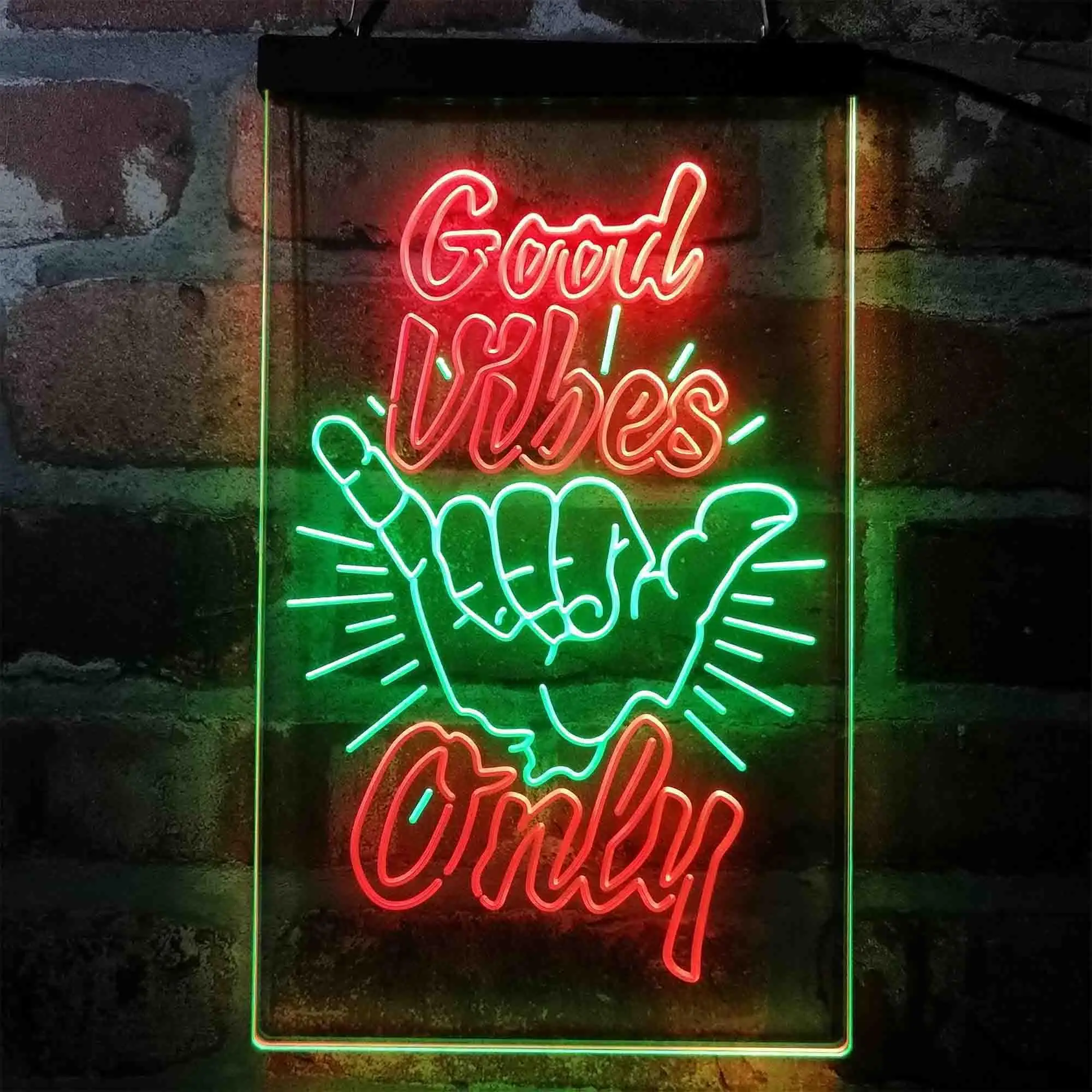 Good Vibes Only Hand Signal Room Dual-color LED Neon Sign st6-i4061