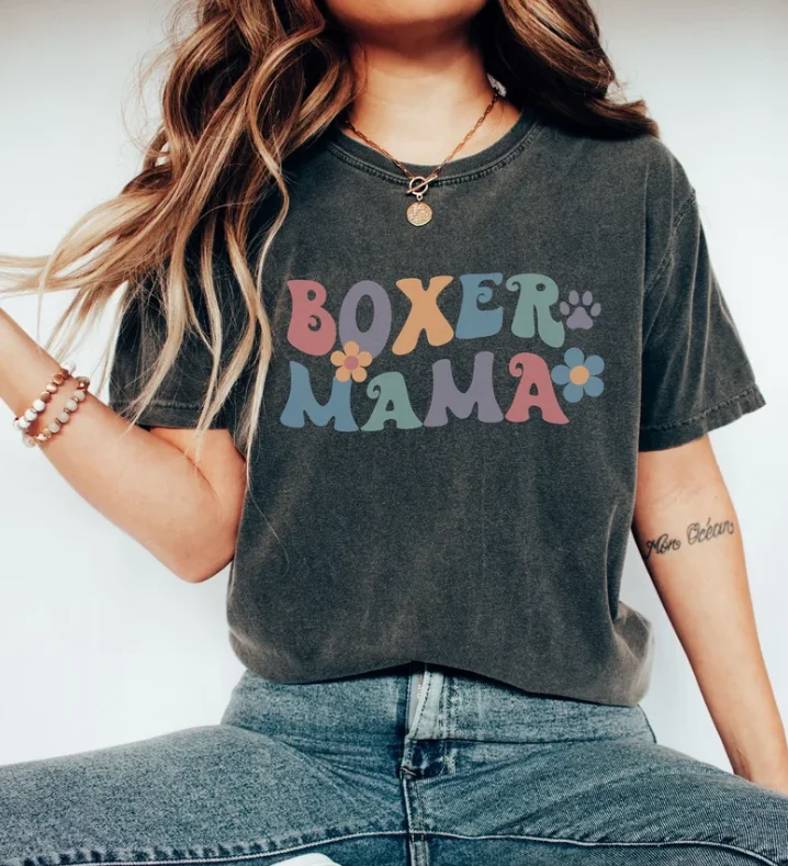 Boxer Dog Gift,Dog Mom Shirt Boxer Mom Boxer Mom Comfort Colors Shirt Short Sleeve Top Tees 100% cctton Streetwear Harajuku y2k