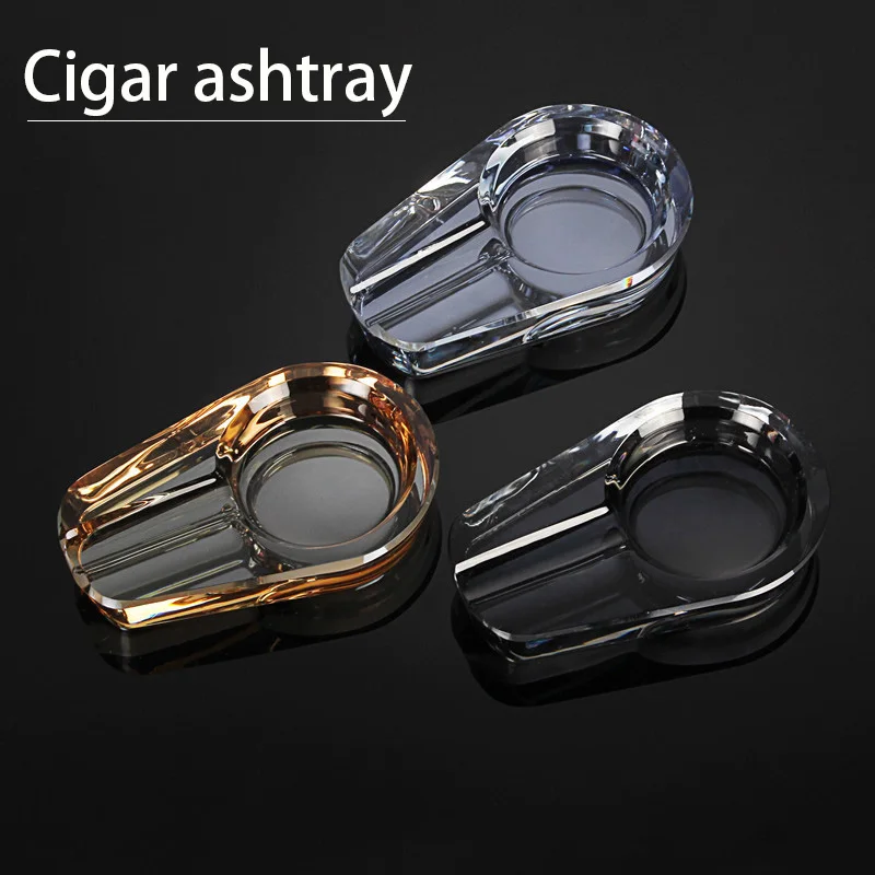 

Crystal Glass Ashtray Portable Household Cigar Holder Ashtray Creative Office Desk Living Room Decoration Smoking Accessories