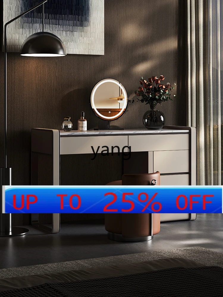 

LMM Italian minimalist dresser chest cabinet integrated light luxury solid wood makeup table marble makeup table