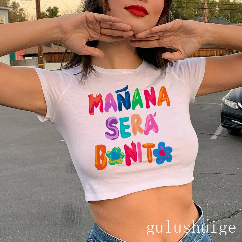 Strretwear Clothing Y2k Crop Top Manana Sera Bonito Bichota Karol G T Shirt Women Graphic T Shirts Grunge Tee Cropped