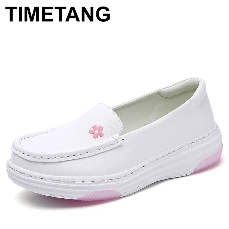 Cowhide EVA Sponge Heel Hospital white nurse shoes Comfortable soft sole trend small white shoes