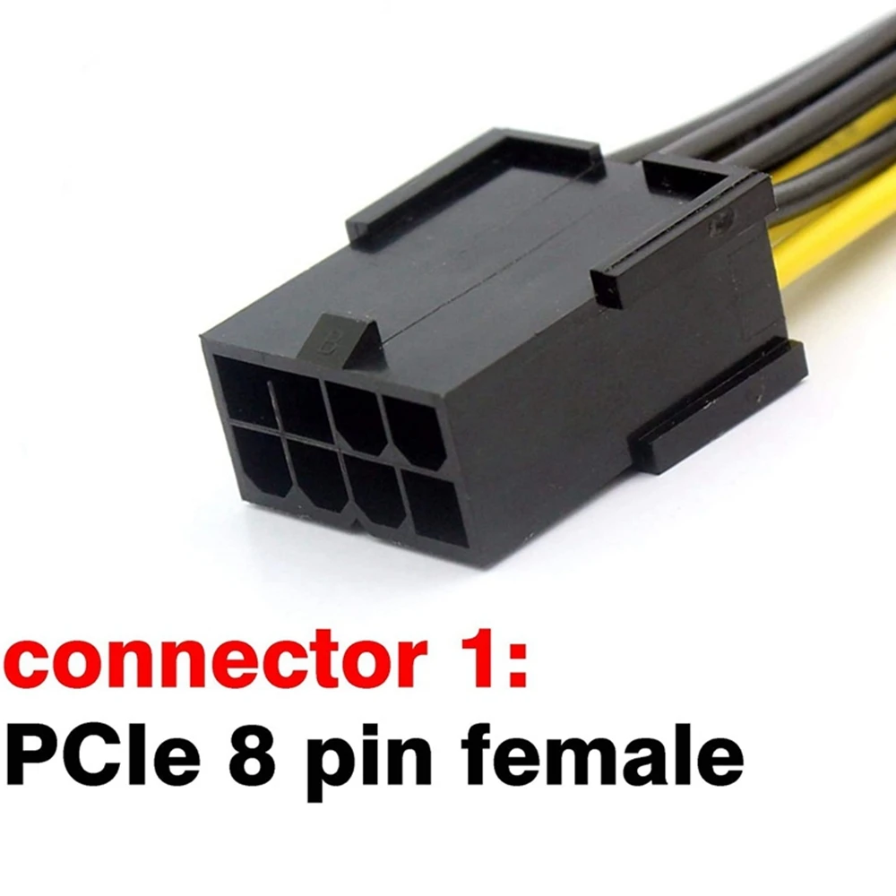 Cable de extensión PCIe de 8 pines, cable de extensión de alimentación PCI Express de 8 pines hembra a 8(6+2) pines macho de 25 pulgadas (paquete de 2)