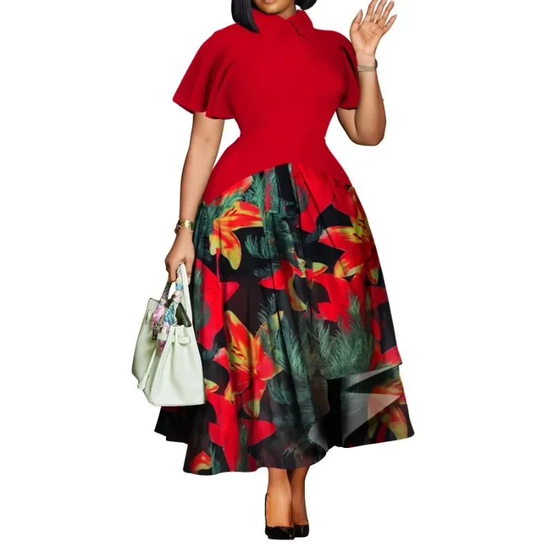 

Африканские платья для женщин, лето-осень, африканская одежда, сексуальное платье с коротким рукавом и круглым вырезом, тонкое офисное женское вечернее платье 2025