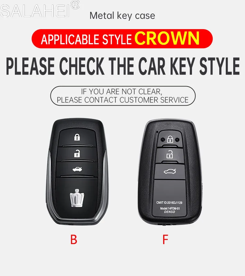 Zinc Alloy Car Key Case Cover Shell Holder For Toyota Corolla Prius RAV4 Crown Hilux Fortuner Camry Land Cruiser Prado CHR Altis