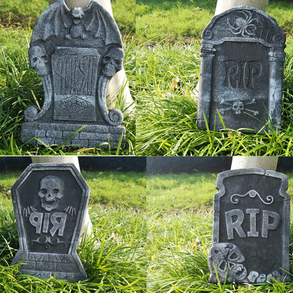 3Pcs Halloween Froth Tombstone Decor Props Scary Atmosphere Room Bar Haunted Scene Ornament Froth Tombstones