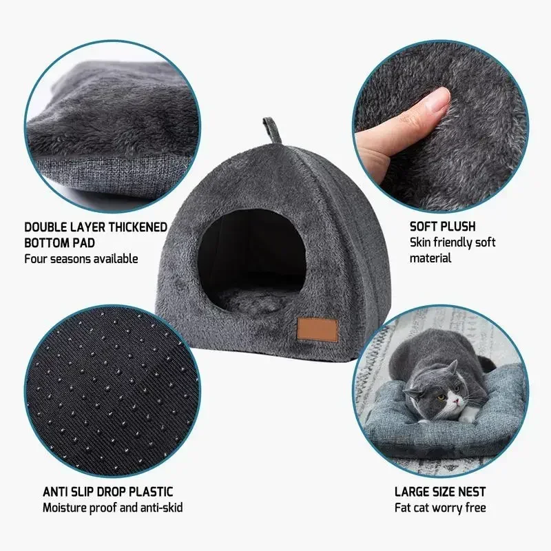 Pets Bag For Cuddler Cat Warm Nest Cave Sleeping Burrow Bed Puppy Triangle Igloo House