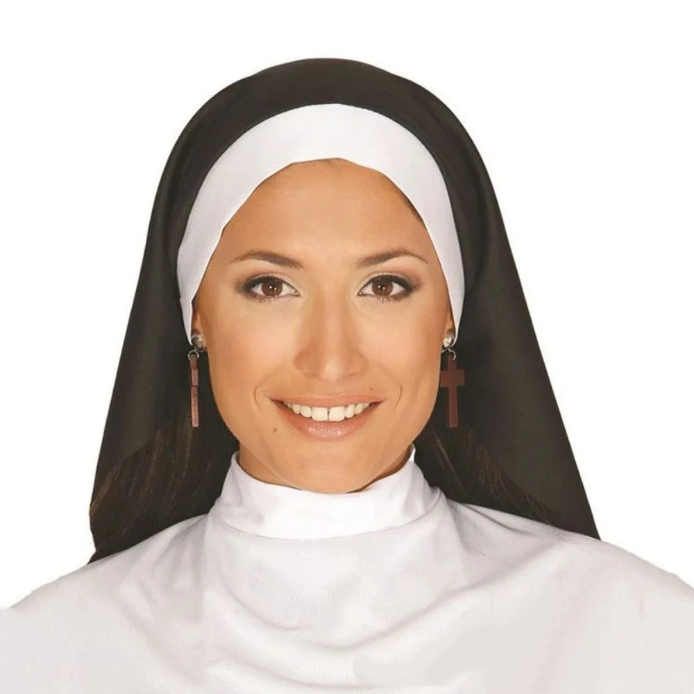 1/3Pcs Creative Nun Costume Set Victorian Nun Collar Halloween Gothic Costume Nun Hat Nun Headpiece Gothic Hat White Collar