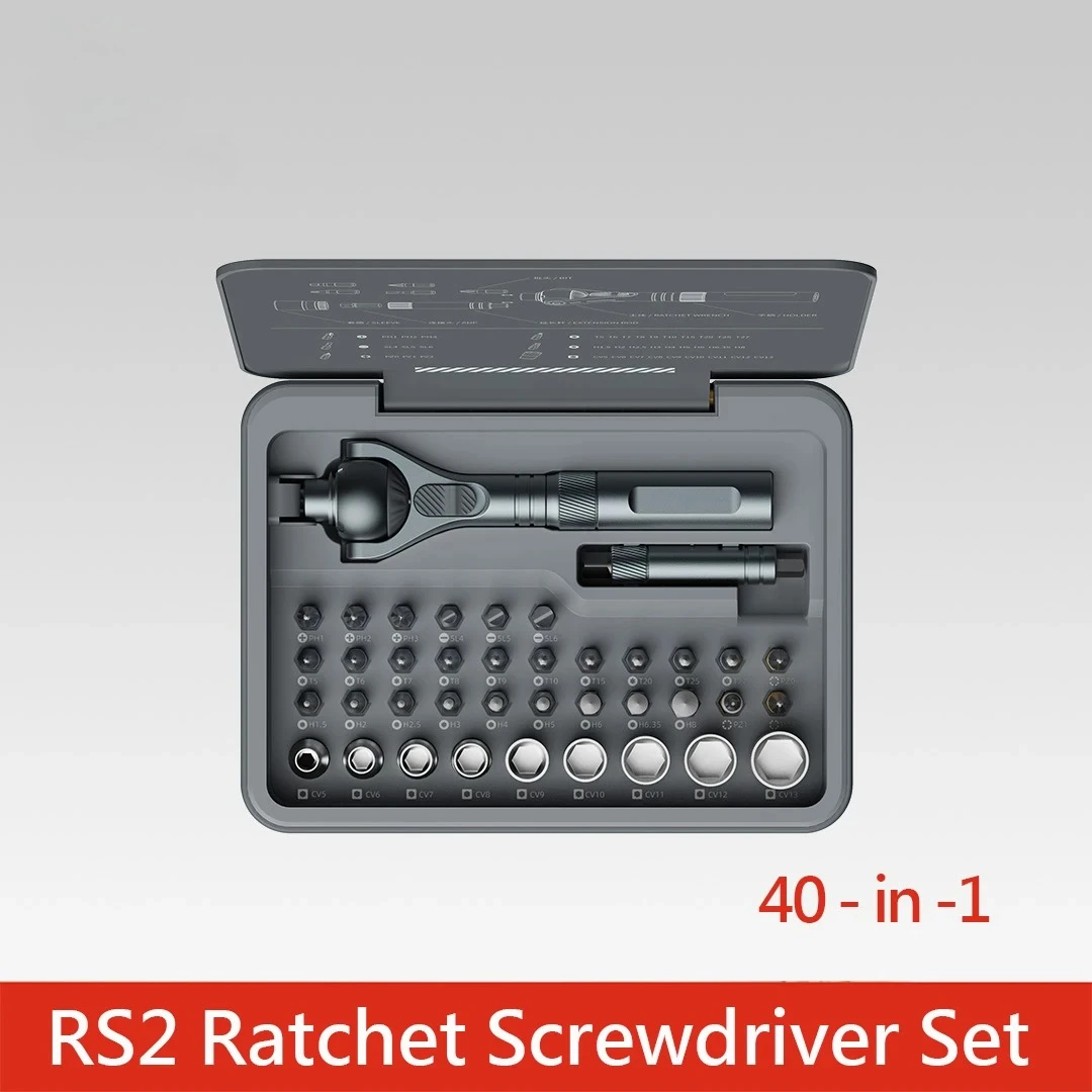 RS2 Ratchet Screwdriver Set Extendable Handle 28pcs Magnetic Bits Multifunctional Ratchet Head Screwdriver