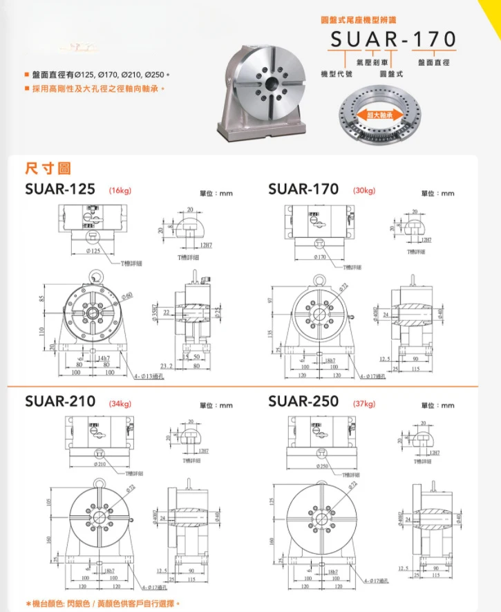 Disc tailstock SUHR-500 (oil brake) machining center four-axis tailstock