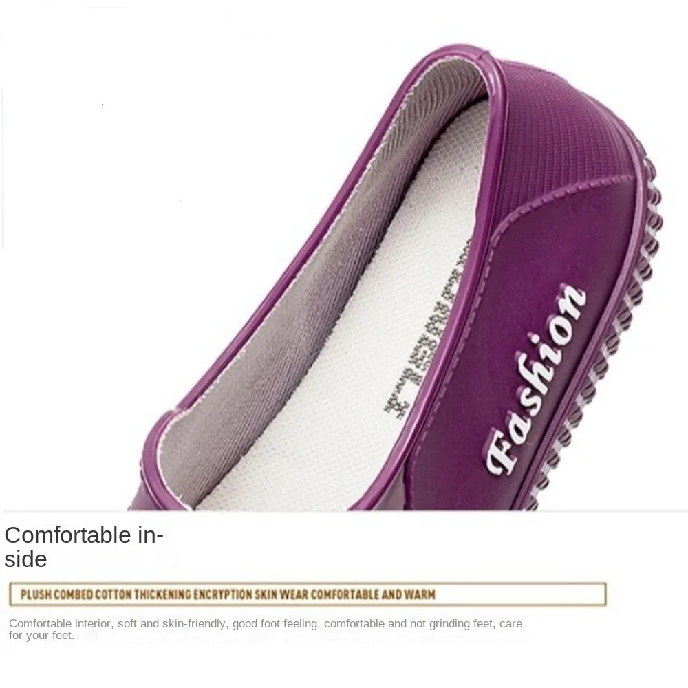 New Waterproof Women's Rain Shoes Low Top Non-Slip Women's Shoes Flat Bottomed Rain Boots for Women Kitchen Car Wash Work