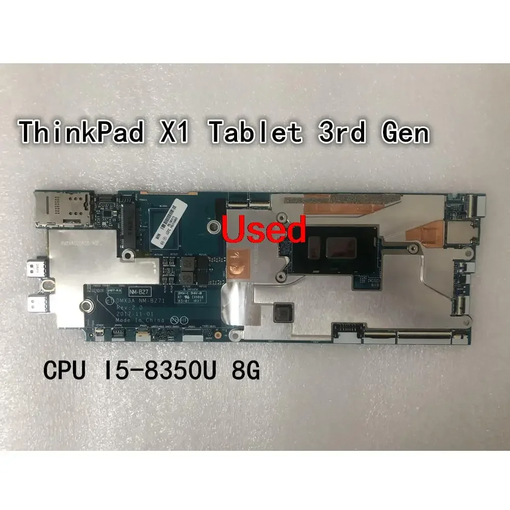 Used for lenovo ThinkPad X1 Tablet 3rd Gen Motherboard Mainboard CPU I5-8350U 8GB FRU 01AW885