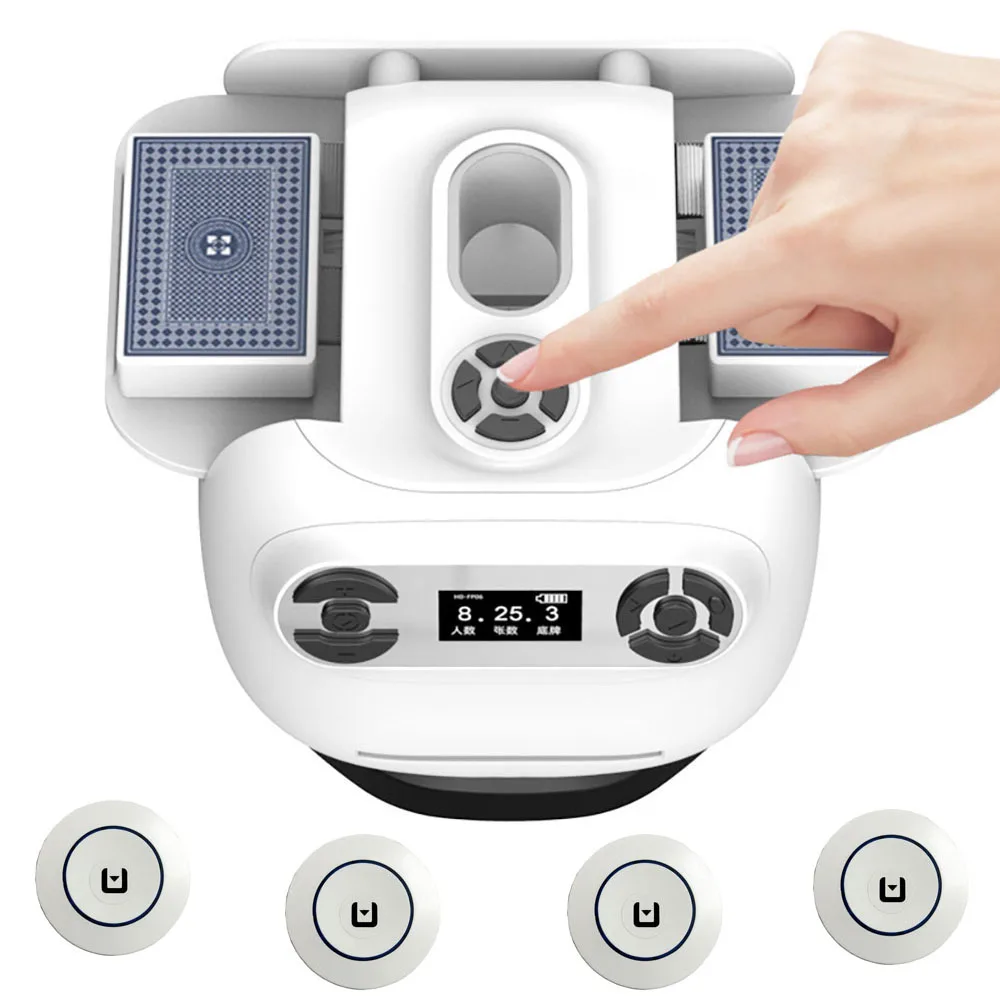 جهاز لعبة البوكر للحفلات 2 في 1 أداة تجميع أوراق اللعب 360 درجة ° آلة توزيع شفل البطاقات الأوتوماتيكية الدوارة #2