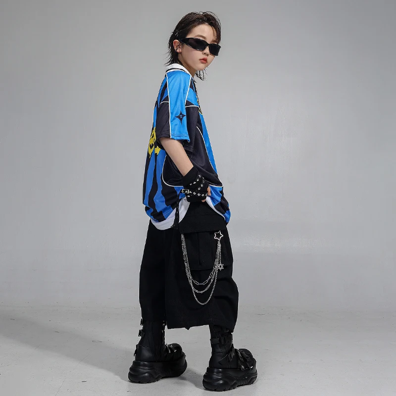 Camiseta holgada a rayas para baile de Hip Hop para niños, blusa de baile callejero para niñas, disfraces de K-pop, conjuntos de ropa, ropa de calle de Jazz para niños